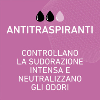 Antitraspiranti – 
Controllano la sudorazione intensa e neutralizzano gli odori