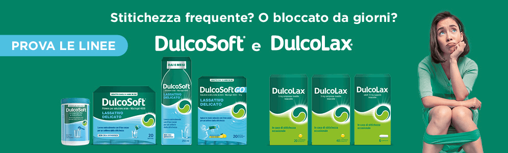 Stitichezza frequente? O bloccato da giorni? PROVA LE LINEE; DulcoSoft e DulcoLax